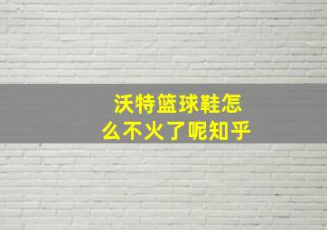 沃特篮球鞋怎么不火了呢知乎