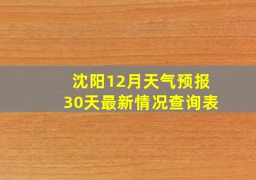 沈阳12月天气预报30天最新情况查询表