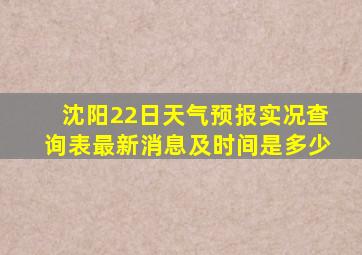 沈阳22日天气预报实况查询表最新消息及时间是多少