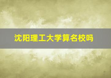 沈阳理工大学算名校吗