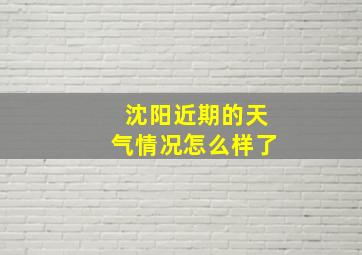 沈阳近期的天气情况怎么样了