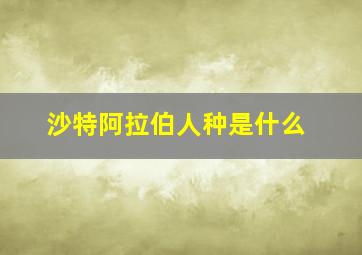 沙特阿拉伯人种是什么