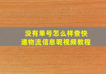 没有单号怎么样查快递物流信息呢视频教程