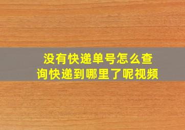 没有快递单号怎么查询快递到哪里了呢视频