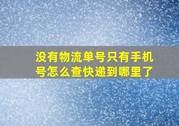 没有物流单号只有手机号怎么查快递到哪里了