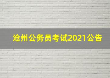 沧州公务员考试2021公告