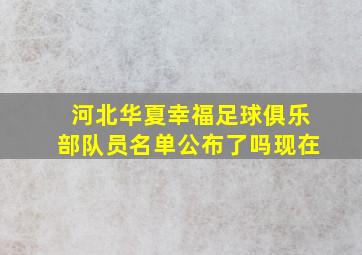 河北华夏幸福足球俱乐部队员名单公布了吗现在