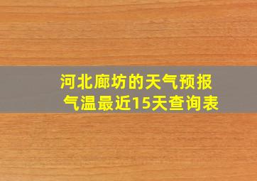 河北廊坊的天气预报气温最近15天查询表