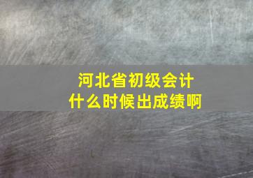 河北省初级会计什么时候出成绩啊