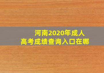 河南2020年成人高考成绩查询入口在哪