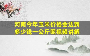 河南今年玉米价格会达到多少钱一公斤呢视频讲解