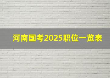 河南国考2025职位一览表