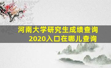 河南大学研究生成绩查询2020入口在哪儿查询