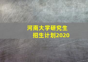 河南大学研究生招生计划2020