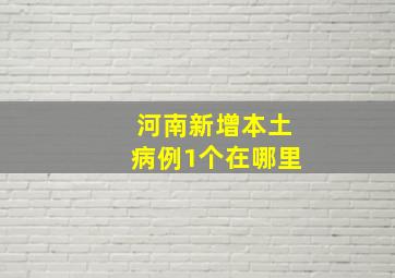 河南新增本土病例1个在哪里