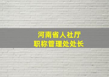 河南省人社厅职称管理处处长