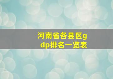 河南省各县区gdp排名一览表