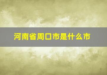 河南省周口市是什么市