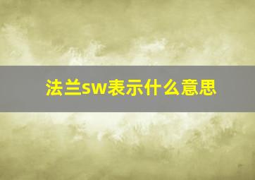 法兰sw表示什么意思