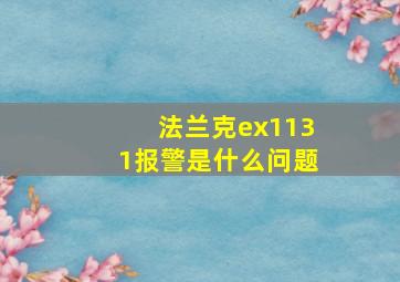 法兰克ex1131报警是什么问题