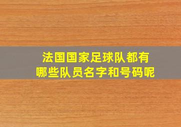 法国国家足球队都有哪些队员名字和号码呢