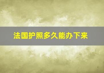 法国护照多久能办下来