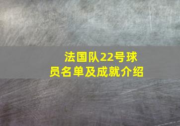 法国队22号球员名单及成就介绍