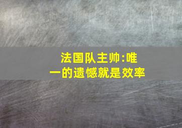 法国队主帅:唯一的遗憾就是效率