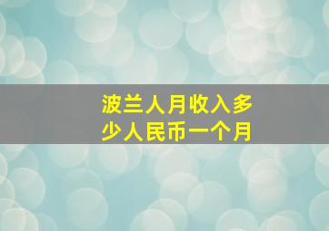 波兰人月收入多少人民币一个月