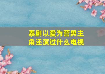 泰剧以爱为营男主角还演过什么电视