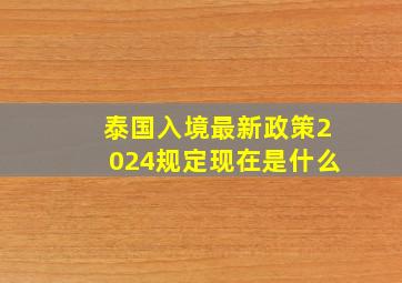 泰国入境最新政策2024规定现在是什么