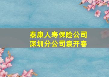 泰康人寿保险公司深圳分公司袁开春