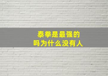 泰拳是最强的吗为什么没有人