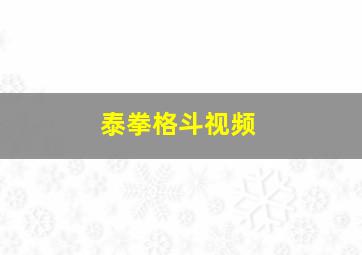 泰拳格斗视频