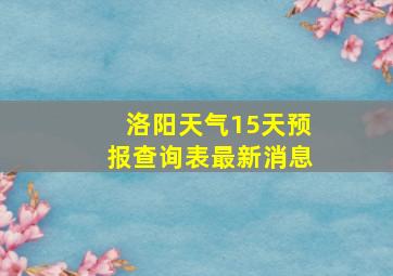 洛阳天气15天预报查询表最新消息