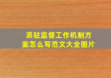 派驻监督工作机制方案怎么写范文大全图片