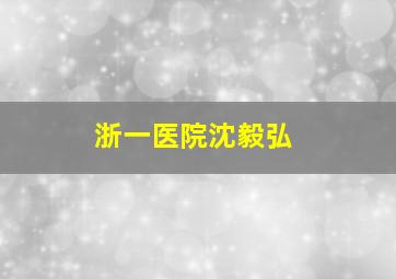 浙一医院沈毅弘