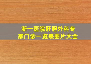 浙一医院肝胆外科专家门诊一览表图片大全