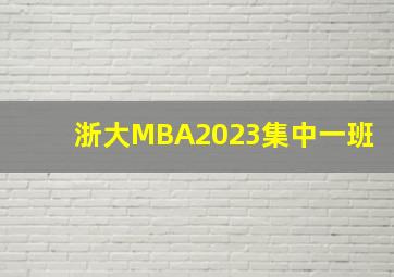 浙大MBA2023集中一班