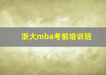 浙大mba考前培训班