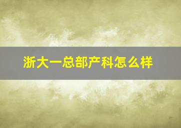 浙大一总部产科怎么样