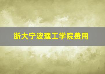 浙大宁波理工学院费用