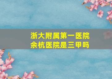 浙大附属第一医院余杭医院是三甲吗