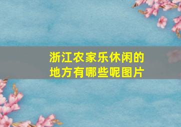 浙江农家乐休闲的地方有哪些呢图片