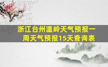 浙江台州温岭天气预报一周天气预报15天查询表