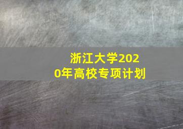 浙江大学2020年高校专项计划