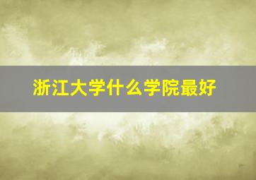 浙江大学什么学院最好