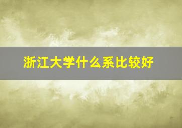 浙江大学什么系比较好