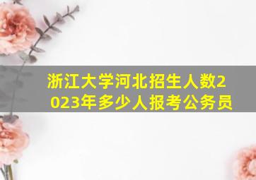 浙江大学河北招生人数2023年多少人报考公务员