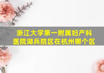 浙江大学第一附属妇产科医院湖兵院区在杭州哪个区